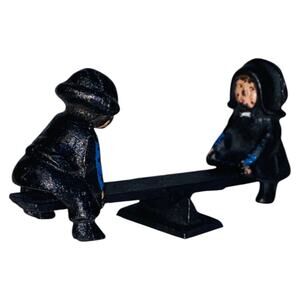 Vintage John Wright 1997 Cast Iron Amish Boy Girl Teeter Totter Figurine Toy PA